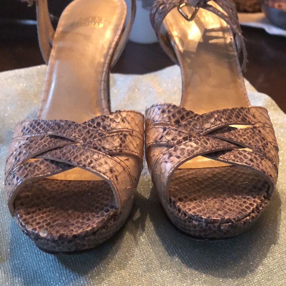 Stuart Weitzman Snake Python Ankle Strap Platform… - image 4